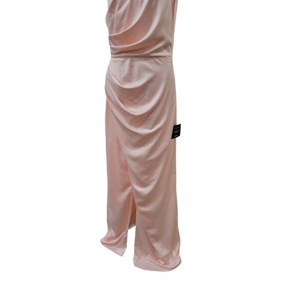 NEW Lulus Dreaming of Elegance Pink Satin One-Shoulder Maxi Dress - Size M - Picture 7 of 16